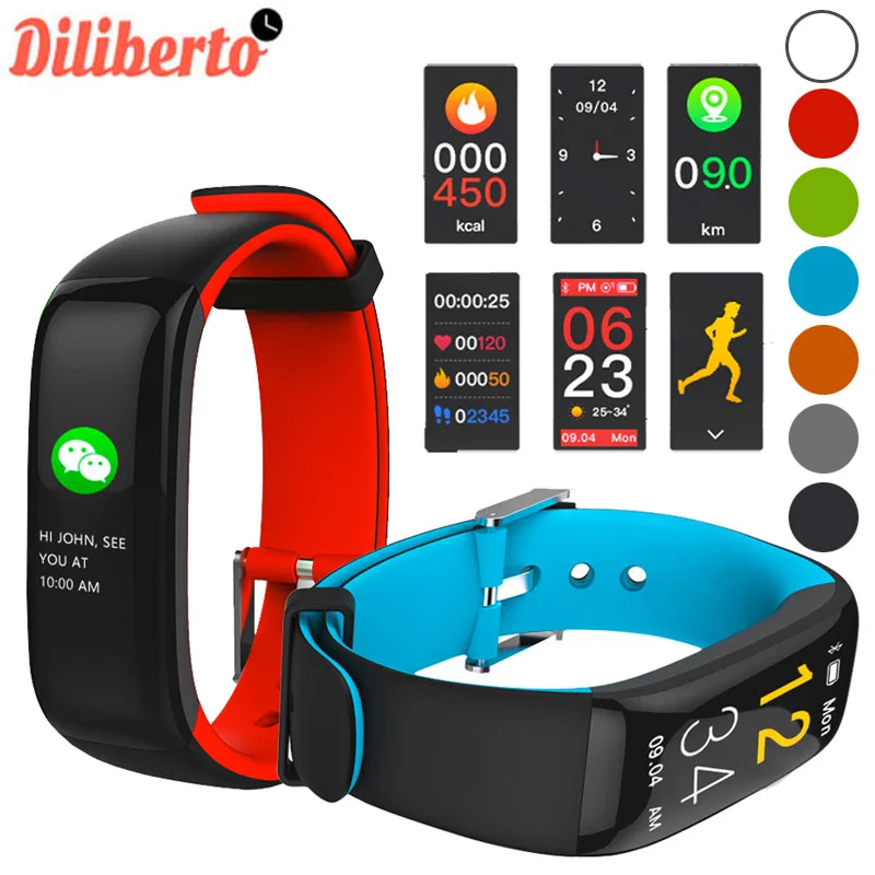 

Diliberto P1 Plus Smart Wristband Heart Rate Monitor Blood Pressure Smart Watches Fitness Sport Racker Bracelet Women Men