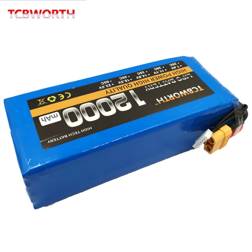 Радиоуправляемый 6S LiPo аккумулятор 22,2 V 12000mAh 25C для радиоуправляемый самолет, Квадрокоптер, батарея для вертолета LiPo 12Ah AKKU TCBWORTH
