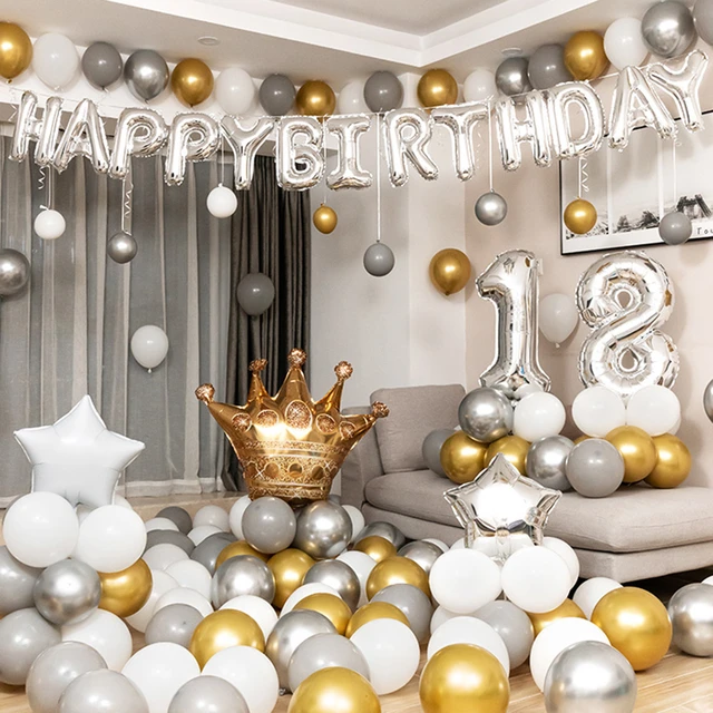 White Gold Birthday Decoration  30th Birthday Decoration Gold - White Gold  Balloon - Aliexpress