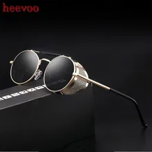  Retro Steampunk Sunglasses Personality Windshield Frame Round Color Film Reflective Cool Lens Knight's Glasses UV400 Protection 