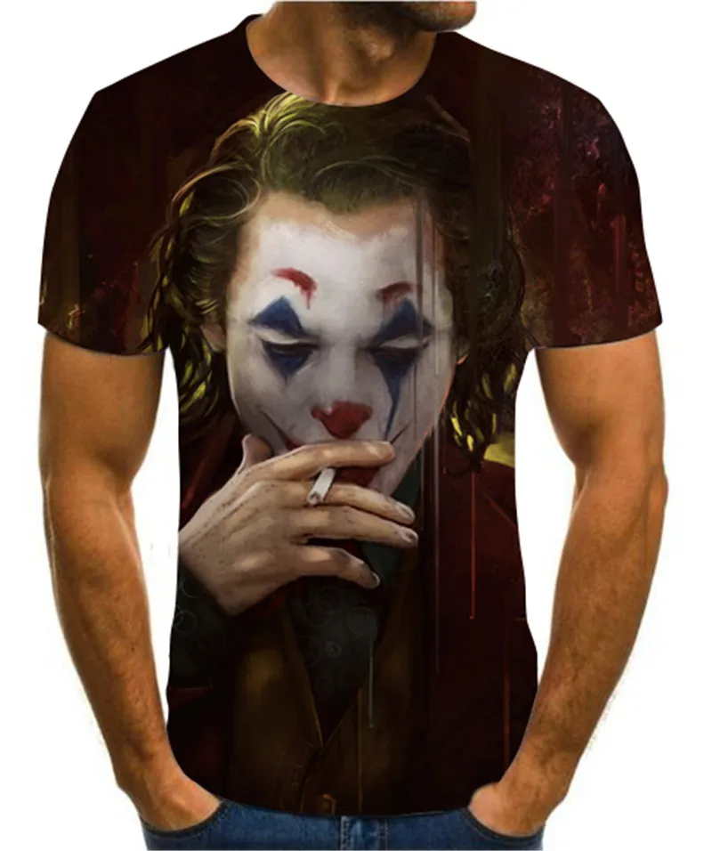 

2020 Fashion Summer 3D Printing Creative Design Clown Face Casual Almighty Men's Short Sleeve Street Style Funny T-shirt S-6XL