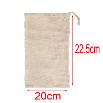 

2pcs All cotton environmental protection mesh bag drawstring binding net bag Shopping bag Fruit mesh bag vegetable mesh bag