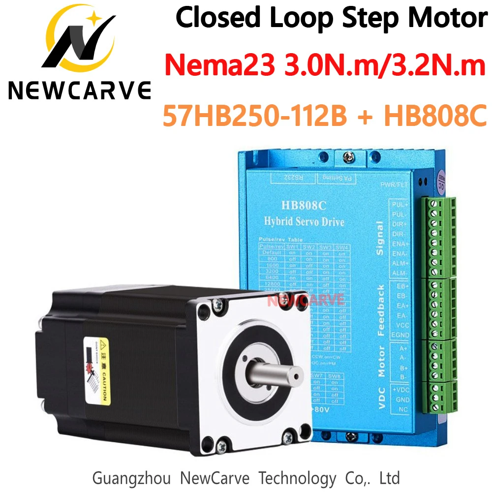 

Nema23 Closed Loop Stepper Motor Kit 3N.m 3.2N.m 57mm 57HB250-100B 57HB250-112B With HB808C Hybird Step Driver 2 Phase NEWCARVE