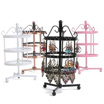 

72 Holes Metal Jewelry Rack Necklace Holder Organizer Rotary Display Stand Jewelry Decor Accessory Valentine's Day present