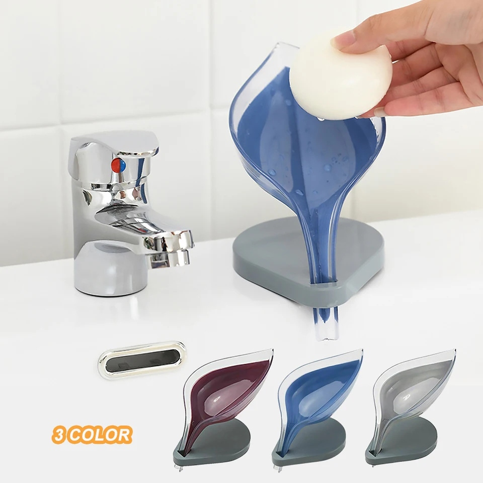 Gmorosa Plastic Soap Dish Bathroom Decor Leaf Shape Hollow Soap Holder with Draining Tray Drainage Storage Holder Container