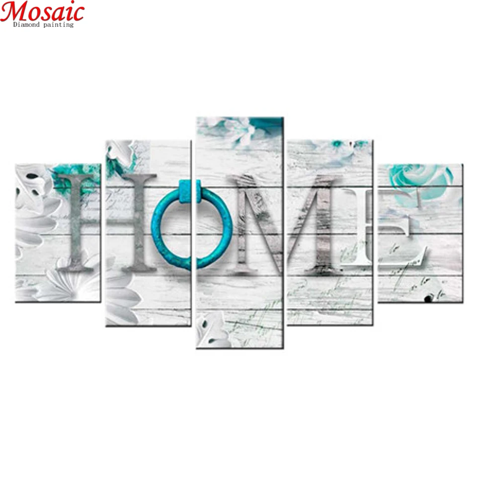 

Full Square round Diamond Painting "Love Home" Multi-picture Combination Embroidery Cross Stitch Mosaic Home Decor 5pcs/set