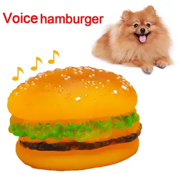 

Popular Funny Squeakers Rubber toys Pet Dogs Burger Toy Food Grade Silicone Training Playing Chewing Hamburger Training Toy