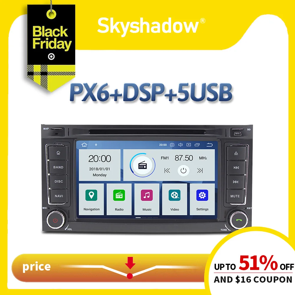 DSP ips PX6 Android 9,0 6 ядерный 4G+ 64G Автомобильный dvd-плеер gps карта Радио Bluetooth для VW Touareg T5 Multivan Transporter 2004-2011