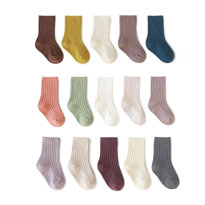 5PCS/Lot Baby Girl Socks Newborn bebe Kids Infantil Clothes Cotton Anklet Feetwear Solid Colorful Children Toddler Sock 0-8T