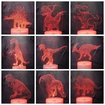 

Jurassic Park The Dinosaur world Cartoon Image Creative Crack Table Lamp Child Comic Version Bedroom Decor 3D LED Night Light