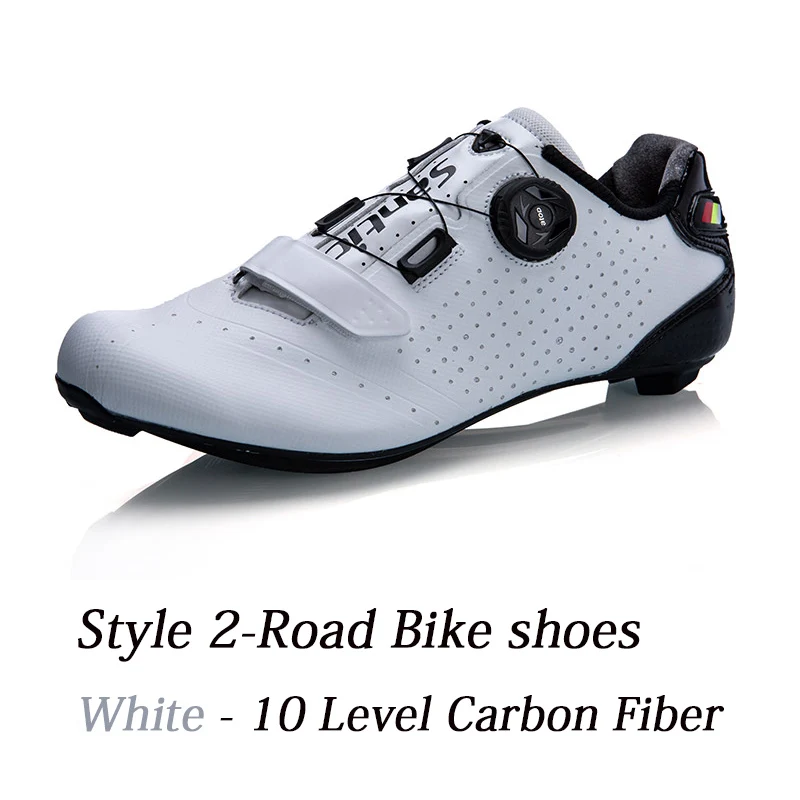 Style 2-White Новая обувь SANTIC, 5 стилей, Мужская велосипедная обувь, профессиональная, MTB, Шоссейная, велосипедная, самоблокирующаяся обувь, подошва из углеродного волокна, Ультралегкая, дышащая, Экипировка для мужчин - Цвет: Style 2-White