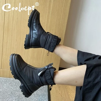 

Coolcept Women Snow Boots Warm Fur Fashion Platform High Heel Winter Shoes Woman Plush Short Boot Lady Footwear Size 35-41