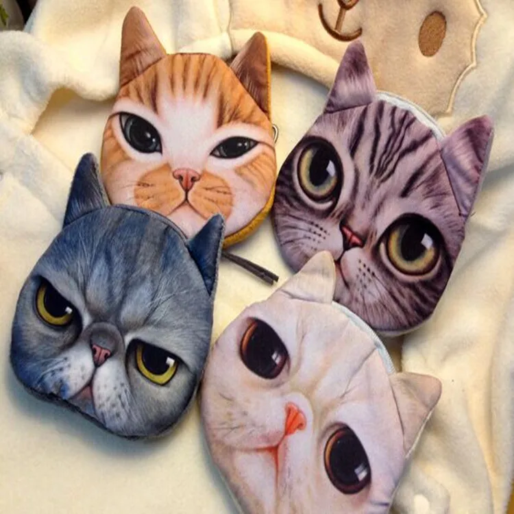 Кошелек для мелочи с мультяшным котом милый детский кошелек повседневный