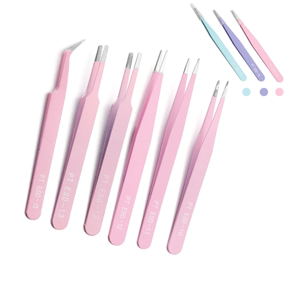6 Styles Colorful AntiStatic Tweezers UV Epoxy Tools For DIY Bracelet
