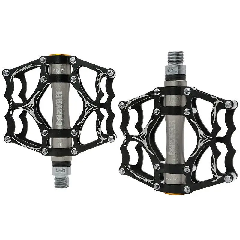 Black titanium HiMISS педали для велосипеда, педали для ног, ультралегкие алюминиевые велосипедные герметичные подшипники, педали с ЧПУ, обработанные MTB, аксессуары для горного велосипеда - Цвет: Black titanium