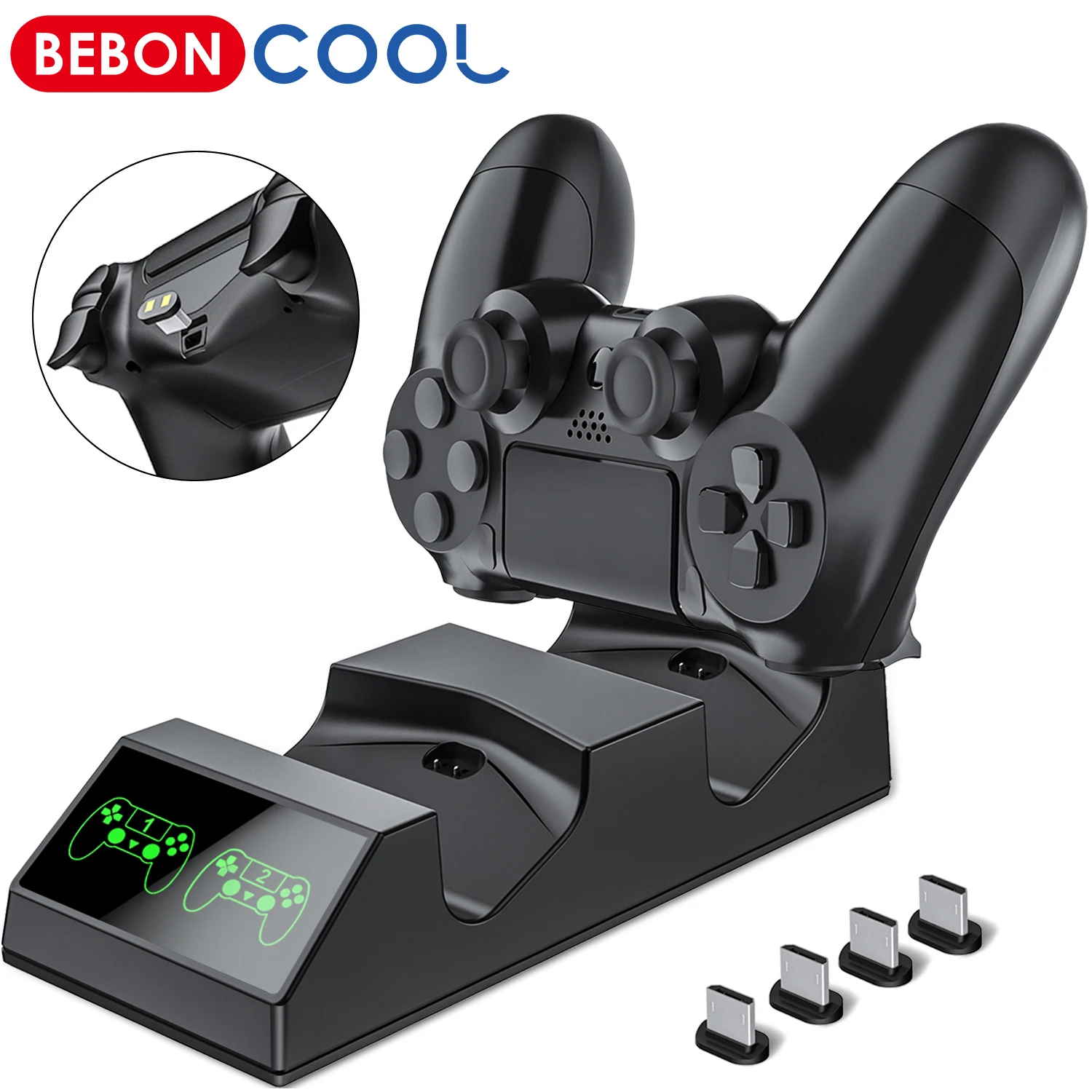 Dual Controller Charger For PS4 with 4 Charging Micro USB Dongles Fast Charing Dock Station Playstation 4/PS4 Slim/PS4 Pro | Электроника