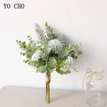 YO CHO Свадебный букет невесты, искусственный Шелковый цветок Crabapple, сделай сам, букет невесты, помпон, лист эвкалипта, свадебные принадлежности