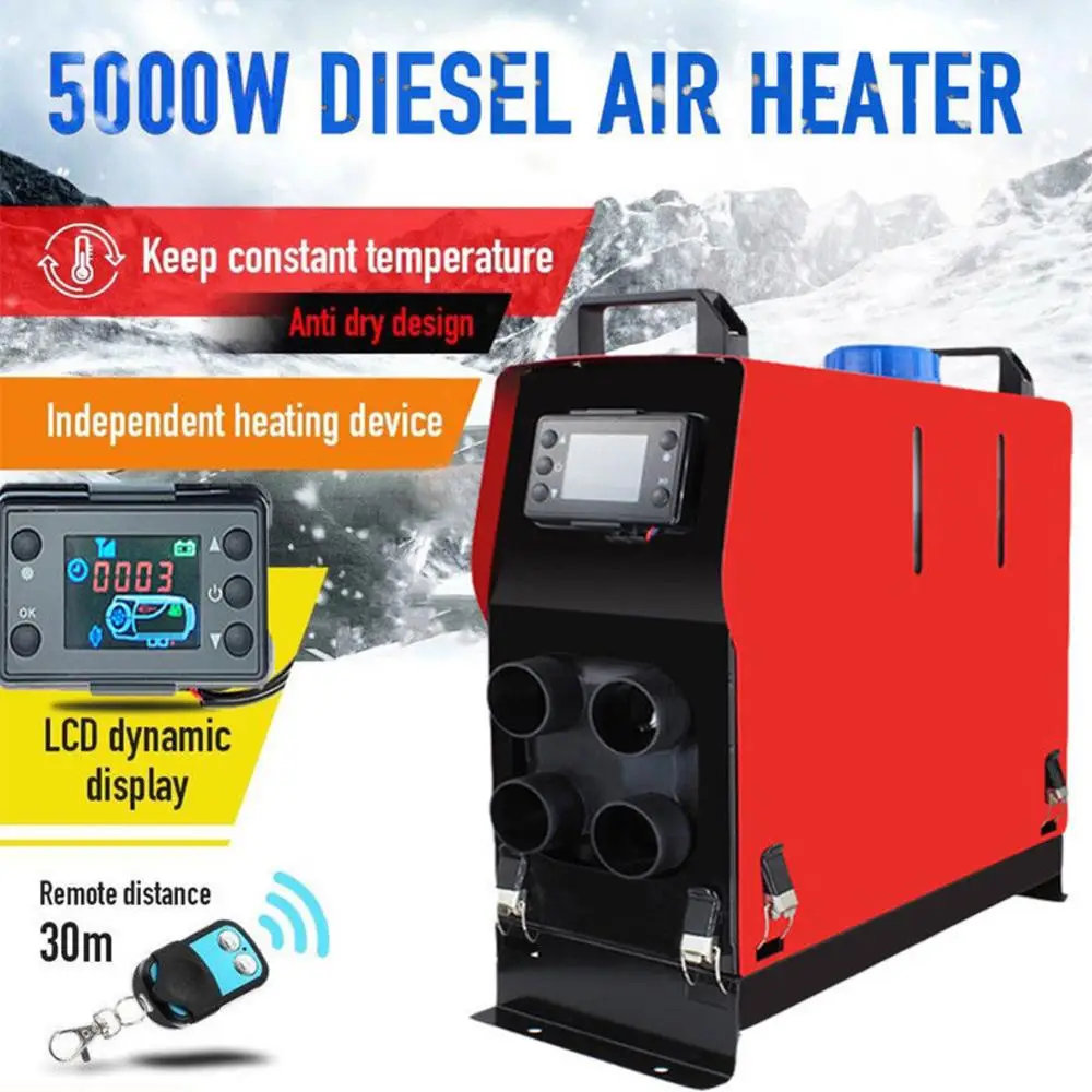 12V 5/8KW воздуха Отопление с дизельным топливом транспортного средства набор ЖК-дисплей термостат четыре отверстия быстрый нагрев тепловентилятор для грузовика лодка прицеп для легковых автомобилей на колесах