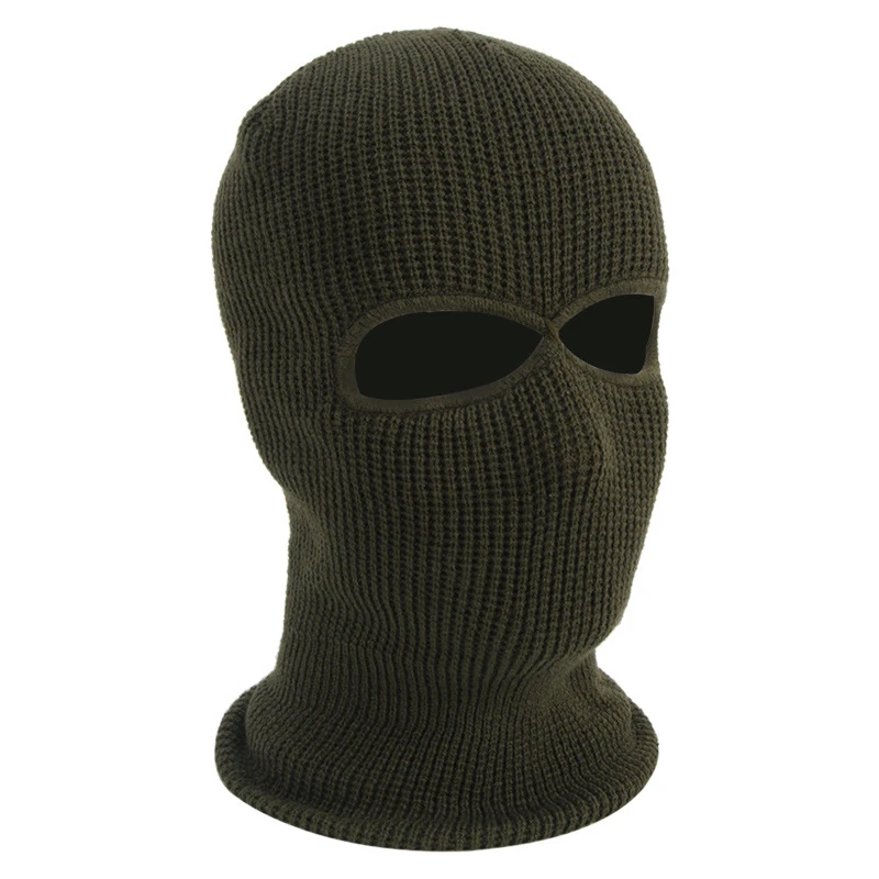 Full Face Cover Mask Three Hole Winter Warm Hoodie Men Ski Cold Mask Hood Electric Motorcycle Windproof Mask Riding Face Shield - Цвет: Open eye ArmyGreen