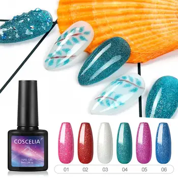 

COSCELIA 8ml UV Gel Nail Polish Candy Color Shining Varnish Soak Off Semi-Permanent UV Nail Gel Polish DIY UV LED Nail Art Gel