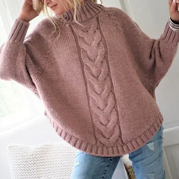 

Women Top Harajuku Chic Sweater Autumn Office Lady Batwing Sleeve Yellow Sweater Jumpers Candy Color Loose Sweaters Twisted Pull