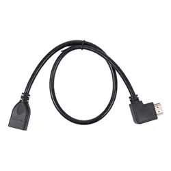 Hdmi женский и мужской левый угол удлинитель Tv Lead 2,0 высокоскоростной Ethernet 3D Full Hd 1080 P-Поддержка всех устройств Hdmi 50 см