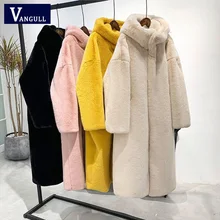 Vangull зимнее женское пальто высокого качества из искусственного кроличьего меха роскошное длинное меховое пальто Свободное пальто с капюшоном толстое теплое женское плюшевое пальто