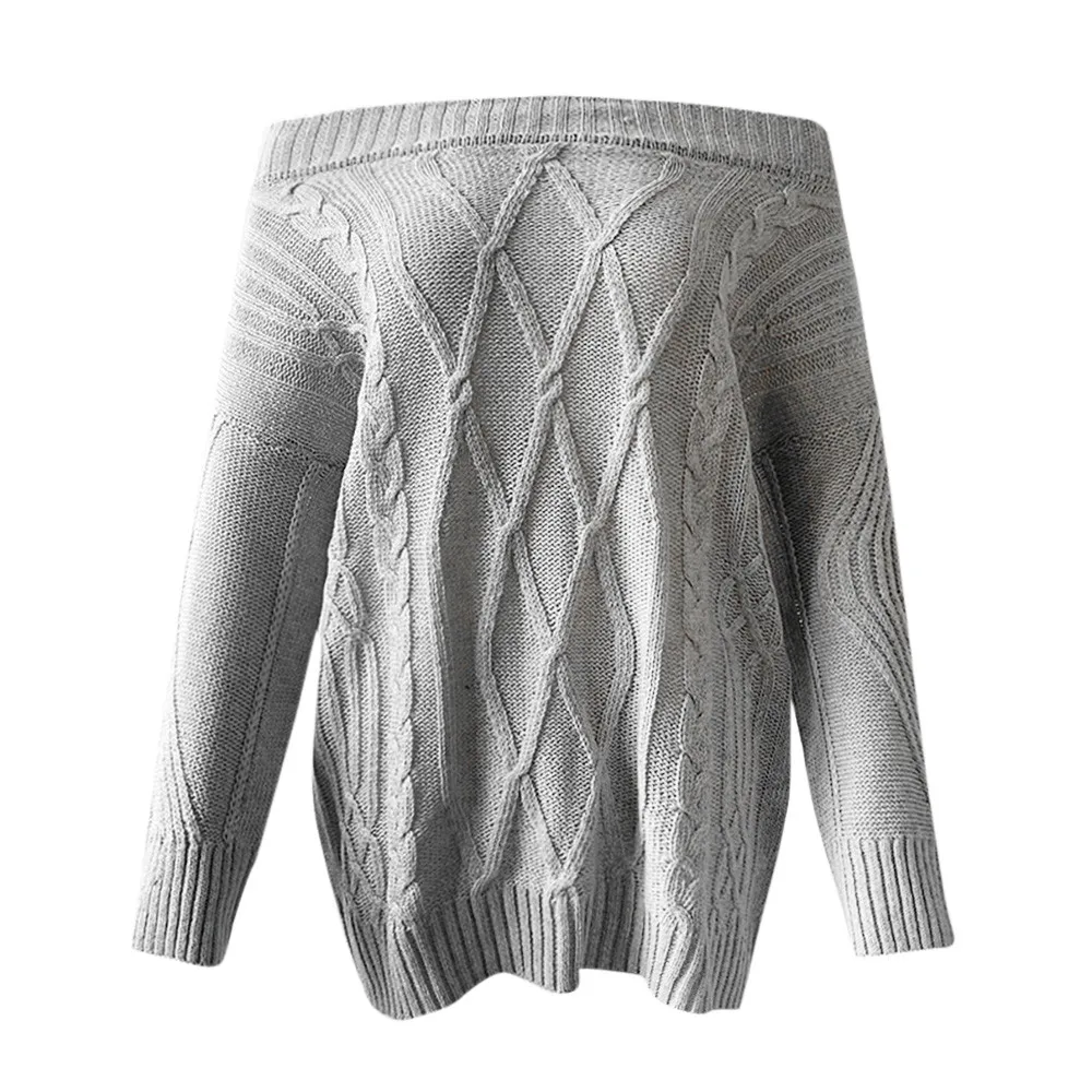  Off Shoulder Loose Slash Neck Sweater Pullover Blouse