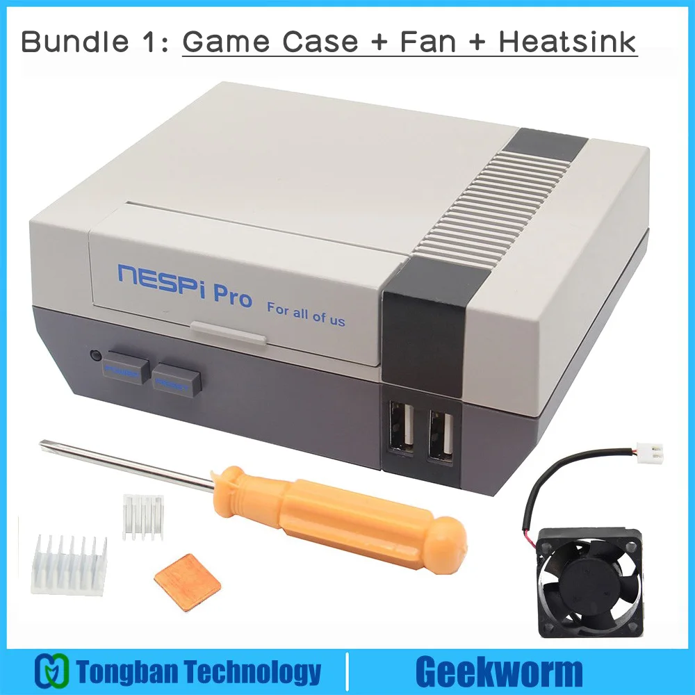 Bundle 1 Чехол NESPi Pro с RTC Raspberry Pi 3 B+(Plus) NES FS Стильный чехол с вентилятором и радиаторами Raspberry Pi 3 Model B+, 3B - Цвет: Bundle 1