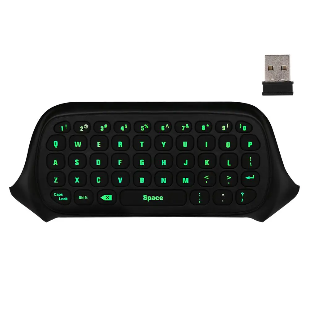 MoKo Xbox One Mini Green Backlight Keyboard,2.4G Receiver Wireless Chatpad Message Game Keyboard Keypad,with Headset and Audio 