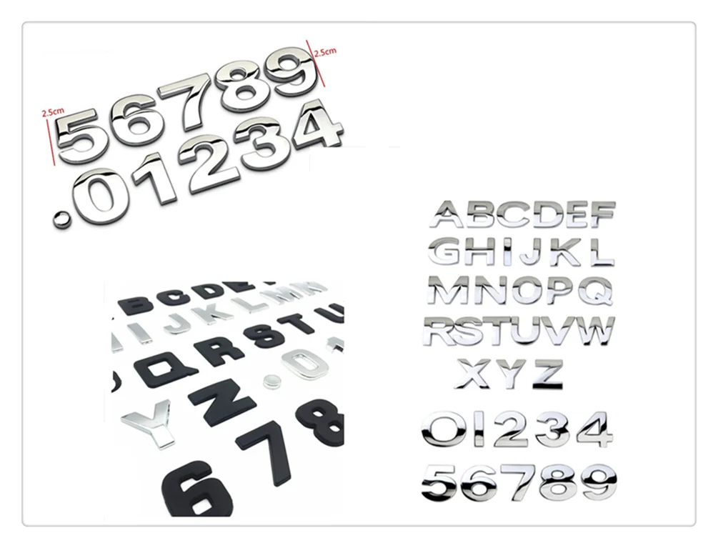 High quality auto styling 3D metal digital letter car sticker black silver for Renault Megane Kadjar EZ-GO Captur Arkana Zoe