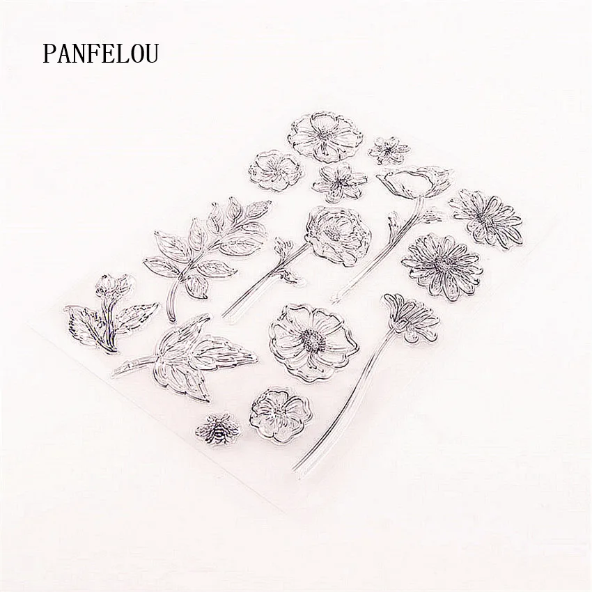 PANFELOU 15,5x21,5 прекрасный цветок прозрачный чистый силикон штамп/печать DIY Скрапбукинг/фотоальбом Хэллоуин прозрачные силиконовые штампы