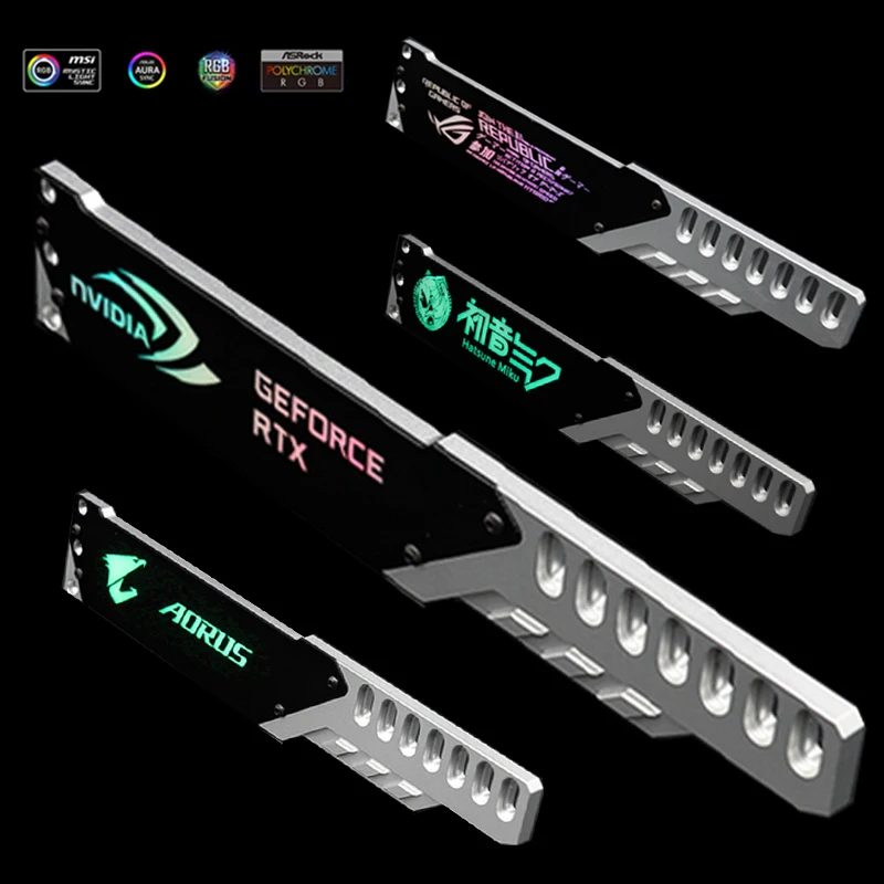 Алюминий сплав Графика карты Поддержка GPU держатель кронштейн 5V 3PIN ARGB/RGB VGA рамка NVIDIA ROG ASUS Gigabyte AURA SYNC симфония