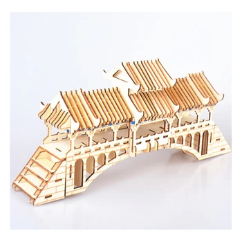 

DIY Model toys 3D Wooden Puzzle Chinese Architecture Covered Bridge Wooden Kits Puzzle Game Assembling Toys Gift for Kids P42