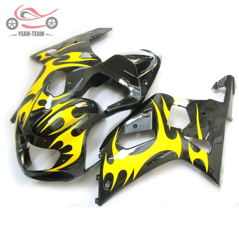 АБС-пластик китайский обтекатели комплект для Suzuki K1 GSXR750 2001 2002 2003 GSXR600 ввиде горшка 01-03 GSXR 600 750 желтый черный мотоцикл обтекатель