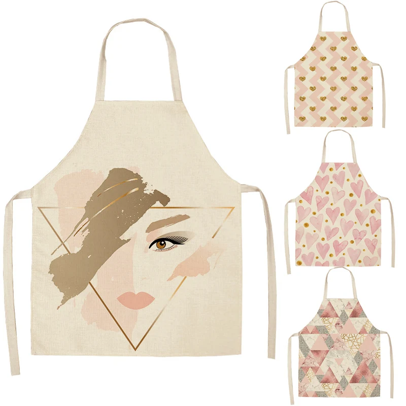 

High-Quality Kitchen Apron Animals Cute Cartoon Cat Sleeveless Cotton Linen Aprons for Women Home Cleaning Tools