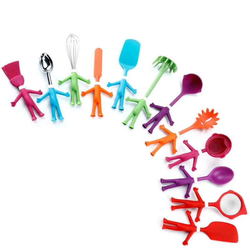 

Creative Human Cartoon Children's Cooking Tools Baking Tableware Set Silicone Shovel Eggbeater Brush Scraper Kitchen Accessories
