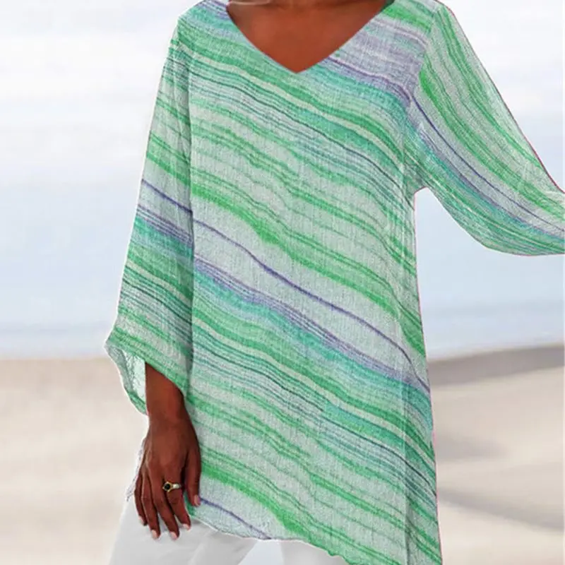 

Women Causal Blouses Fashion 2019 Summer Shirts Plus Size Long Sleeve Vneck Blouse Loose Shirt Womens Tops Clothes