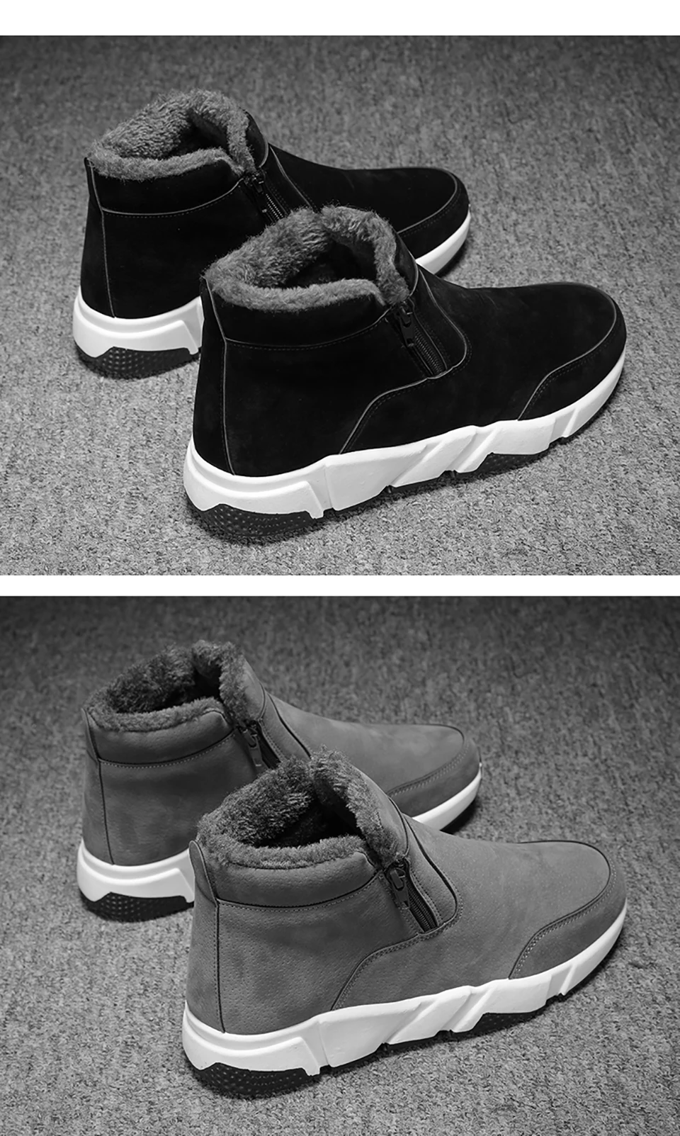 Chaussure homme Cuir/Новое поступление; мужские ботинки; модные зимние ботинки; теплые плюшевые ботильоны; мужские кожаные ботинки на молнии