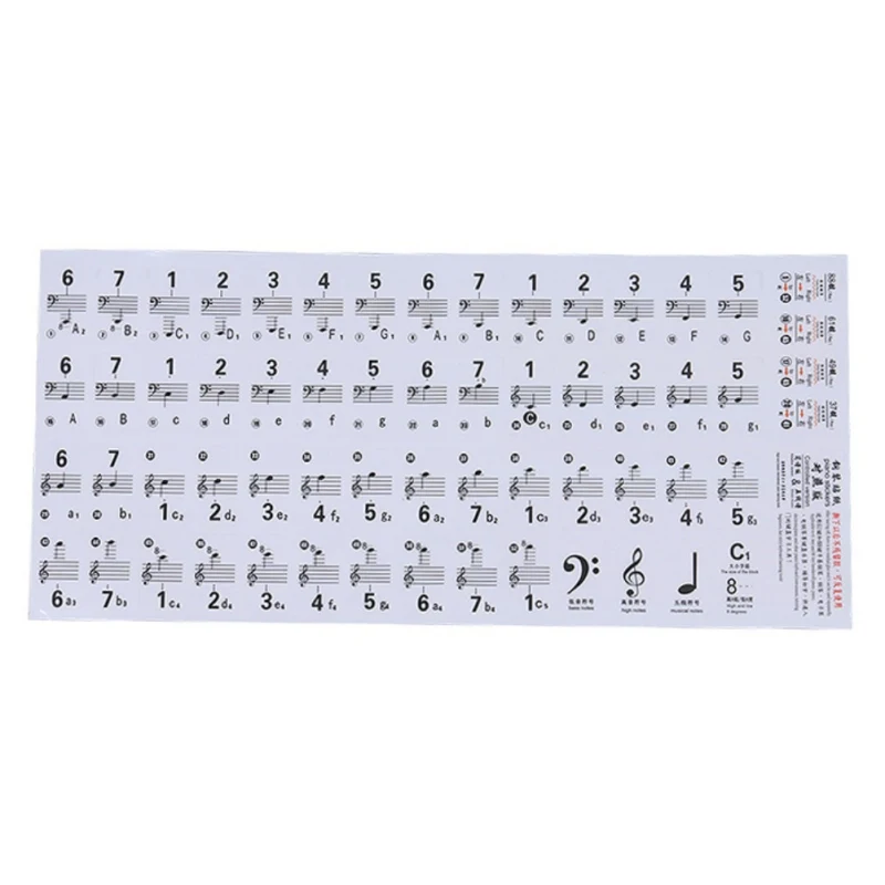 

Transparent Piano Keyboard Sticker 88/61/54 Key Electronic Keyboard Piano Stave Note Sticker For White Keys New