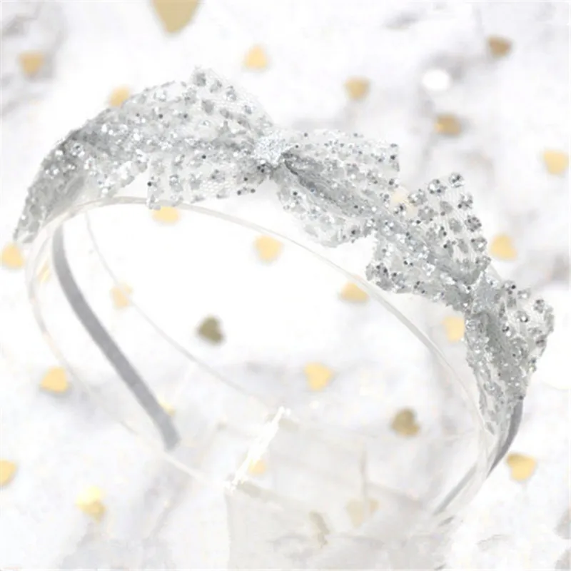 grey hairbands 10 шт./лот, сетчатые заколки для волос с блёстками, бант для девочек, заколки для волос для детей, милые металлические безопасные повязки для волос, аксессуары для волос, вечерние головные уборы - Цвет: grey hairbands