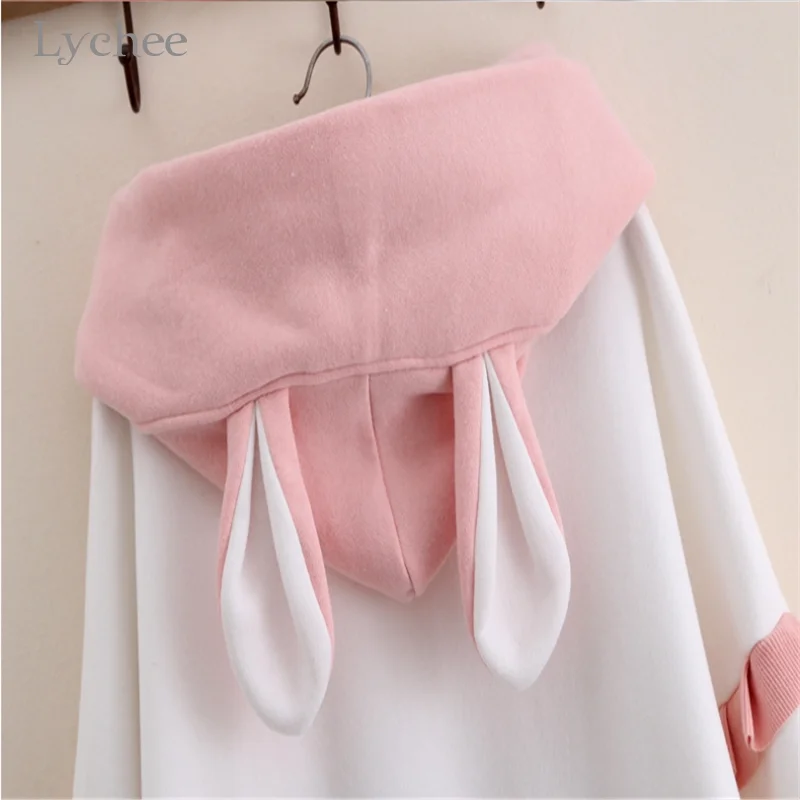 Lychee Harajuku милые женские флисовые толстовки с капюшоном с надписью и оборками милые свободные женские толстовки весна осень зима женские топы