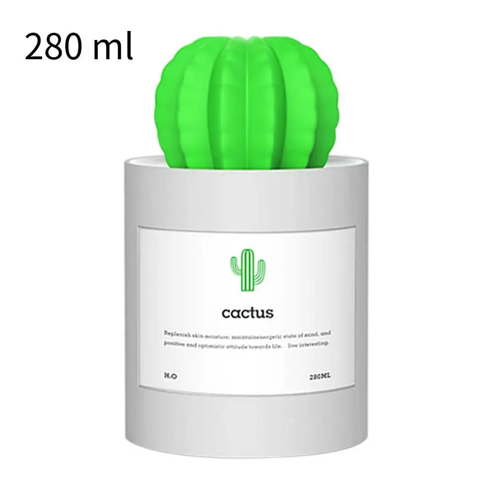 280 ml USB увлажнитель воздуха кактус сроки ароматерапия диффузор тумана, Fogger мини Арома диффузор с ночник для дома - Цвет: Grey NO Light