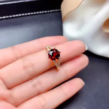 

Natural And Real Garnet Ring Wedding Engagement Rings for Women 925 sterling silver Ring