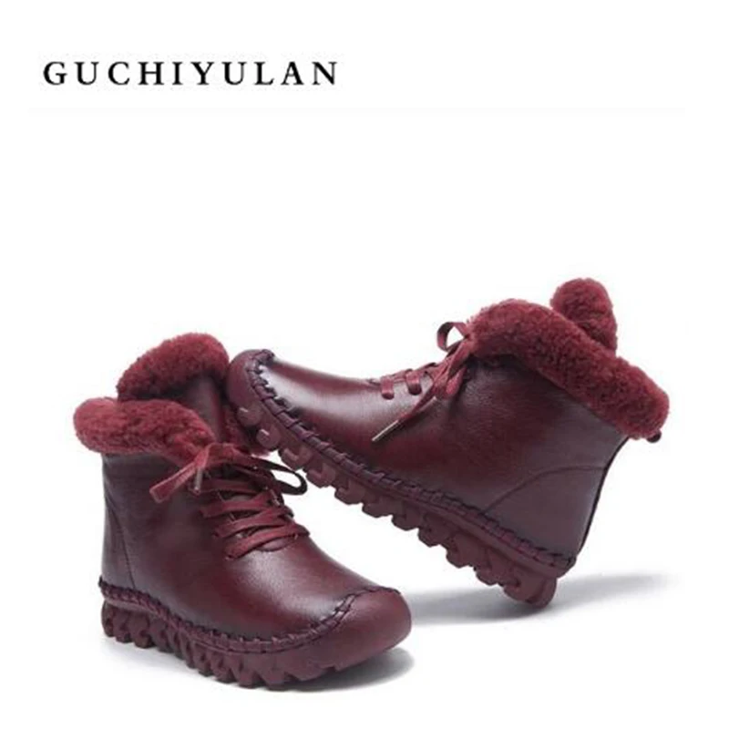 

winter boots women Designer Platform Short Boots ladys warm shoes snow boot black red brown cow Leather Motorcycle Ankle Boots