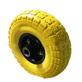 

10 inch 4.10/3.50-4 high quality foam solid tire ride silent shock absorption scooter replaceable yellow tire