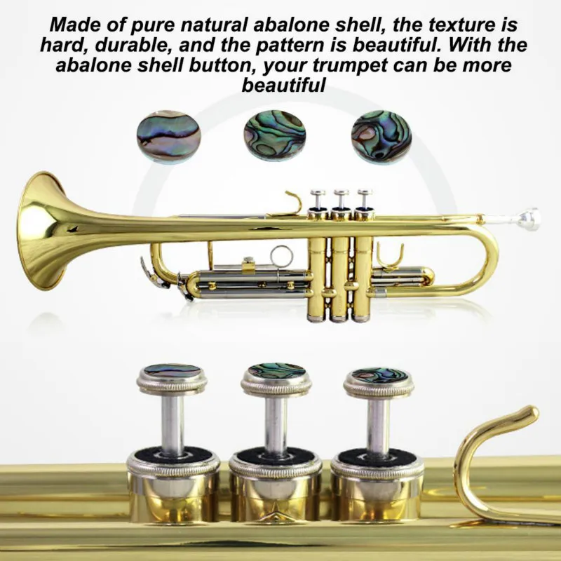 Trumpet Valve Finger Buttons Trumpet Inlays Colorful Abalone Shell Trumpet Parts Accessories