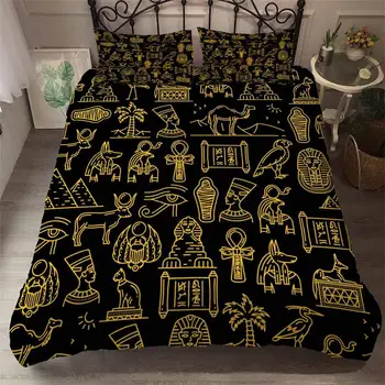 

55 Culture 3D Bedspread Black Gold Duvet Cover Pillowcase 3 Piece Comforter Bedding Cover Bed Linen With Print
