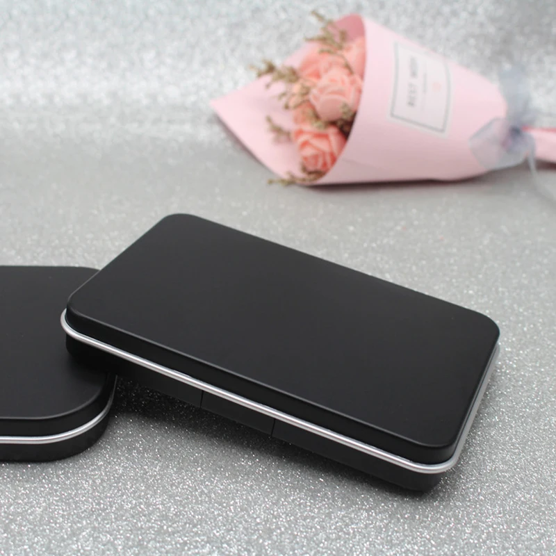 Empty Magnetic Cosmetics Palette 1pcs Matte Black Eyeshadow Blusher DIY Makeup Box Glitter Makeup Dispensing Box with Mirror_voghion.com