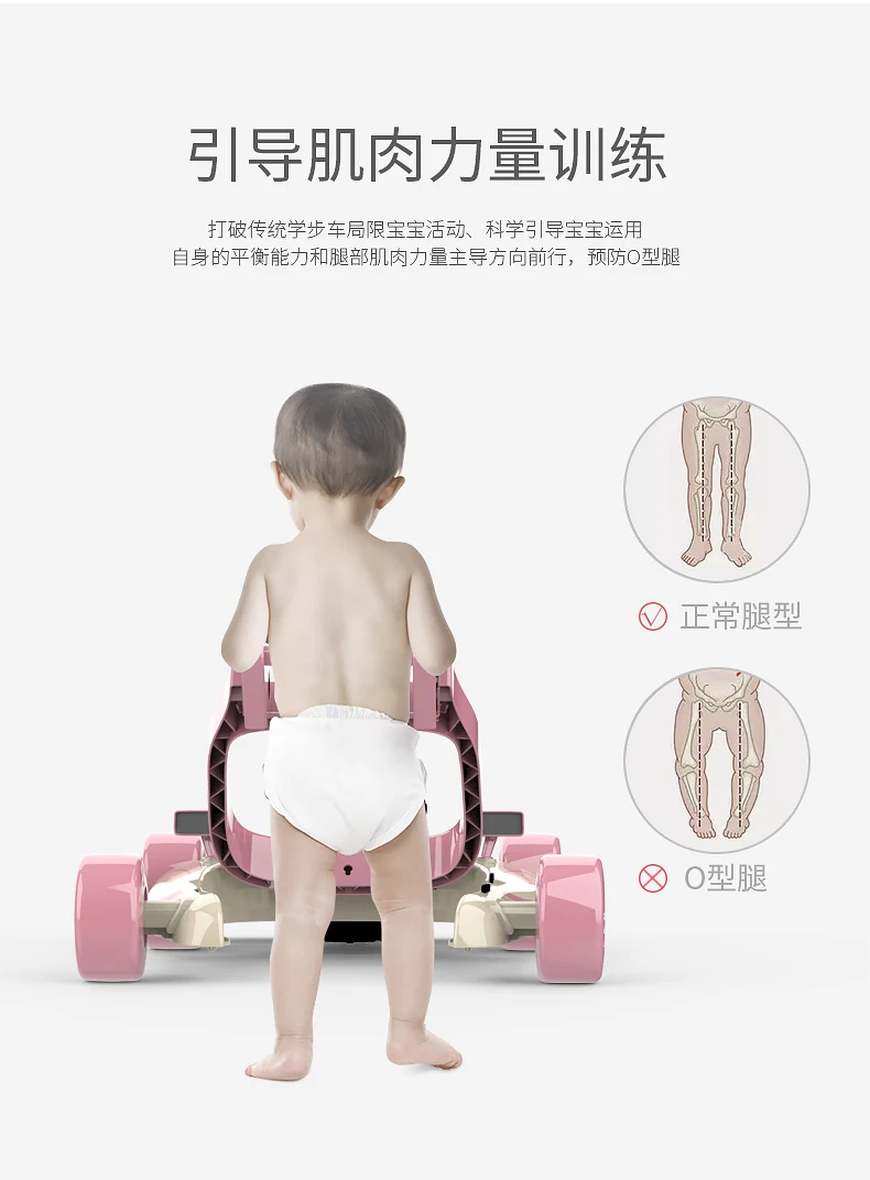 Анти-опрокидывающийся Многофункциональный ходунки складная детская коляска дети Walke rwith музыка легко складной тролли 6-18 месяцев